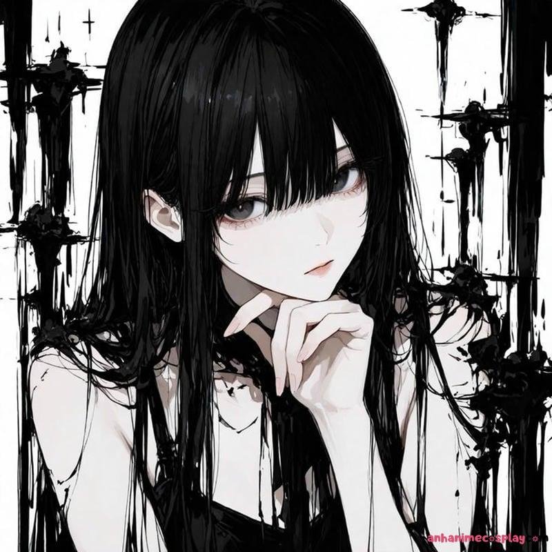 ảnh anime nữ trắng đen hình nền